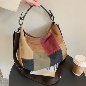 Women's Slouchy Shoulder Bag Soft Cotton Fabric