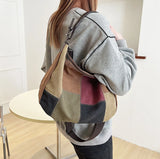 Women's Slouchy Shoulder Bag Soft Cotton Fabric