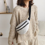 Female Fanny Pack PU Leather Belt Bags Banana Plaid Crossbody Bum Bags