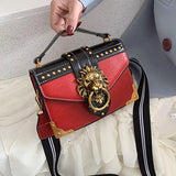 Metal Lion Head Shoulder Purse Mini Messenger Bag