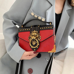 Metal Lion Head Shoulder Purse Mini Messenger Bag