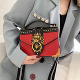 Metal Lion Head Shoulder Purse Mini Messenger Bag