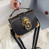 Metal Lion Head Shoulder Purse Mini Messenger Bag