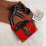 Metal Lion Head Shoulder Purse Mini Square Messenger Bag