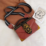 Metal Lion Head Shoulder Purse Mini Square Messenger Bag