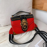 Metal Lion Head Shoulder Purse Mini Square Messenger Bag