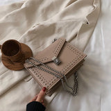 Rivet Crossbody Bag Leather Shoulder Bags for Women