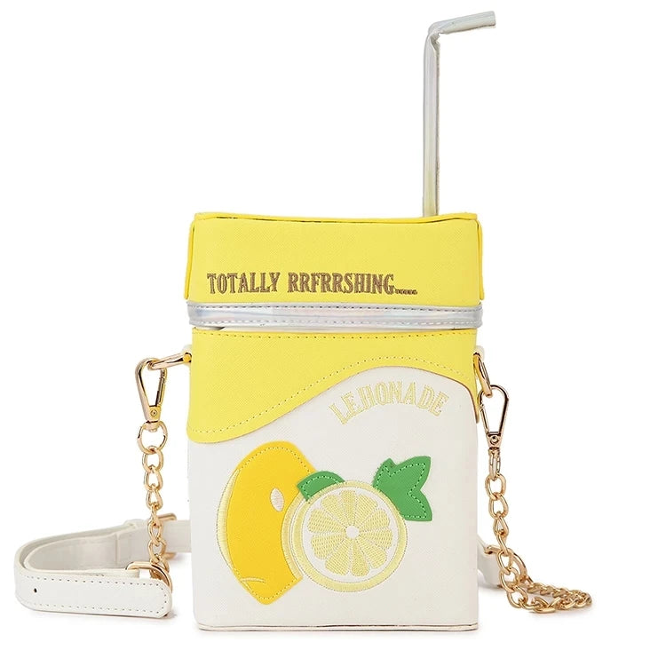 Strawberry Milk Box Chain Shoulder Bag Women Purses Handbags