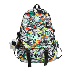 Graffiti Print Backpack Harajuku School Bag Nylon Laptop Book Student