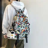 Graffiti Print Backpack Harajuku School Bag Nylon Laptop Book Student