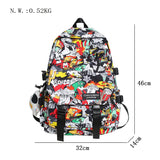 Graffiti Print Backpack Harajuku School Bag Nylon Laptop Book Student