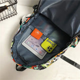 Graffiti Print Backpack Harajuku School Bag Nylon Laptop Book Student