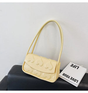 Heart Pattern Printed Handbag Small Square Underarm Bag Purses and Handbags
