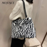 Female Handbag Soft Warm Winter Ladies Cow Pattern Handbags