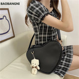 Heart Shaped Handbag Crossbody Bag with Pendant