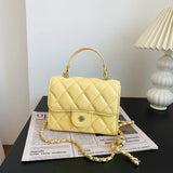Embroidered Rhombus PU Leather Chain Messenger Bag