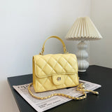 Embroidered Rhombus PU Leather Chain Messenger Bag