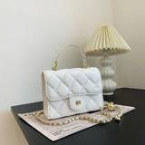 Embroidered Rhombus PU Leather Chain Messenger Bag