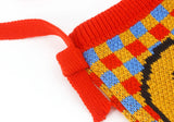 Vintage Knitted Chequer Plaid Smiley Face Pouch Bag