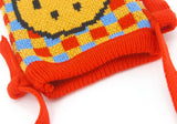 Vintage Knitted Chequer Plaid Smiley Face Pouch Bag
