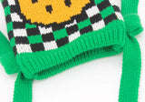 Vintage Knitted Chequer Plaid Smiley Face Pouch Bag