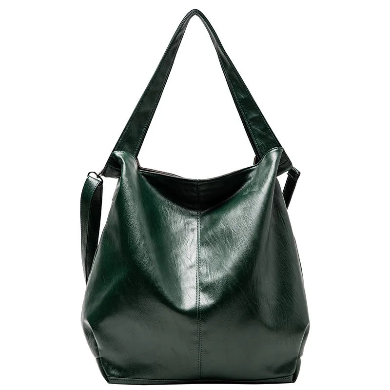 Large Capacity Hobo Handbag Leather Women Shoulder Bag