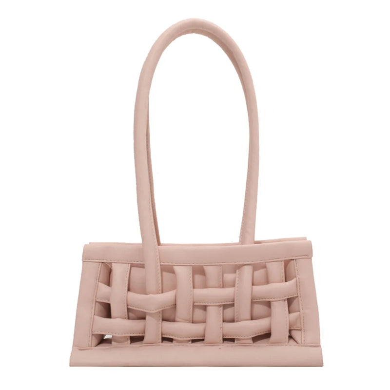 Women Hollow Shoulder Bag PU Leather Small Messenger Bag