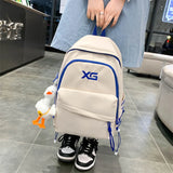 Girls Nylon Travel Backpack, Preppy Letters Embroidery Schoolbag