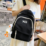 Girls Nylon Travel Backpack, Preppy Letters Embroidery Schoolbag