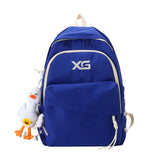 Girls Nylon Travel Backpack, Preppy Letters Embroidery Schoolbag