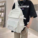 Female Buckle Travel Backpack Solid Waterproof Nylon School Bag