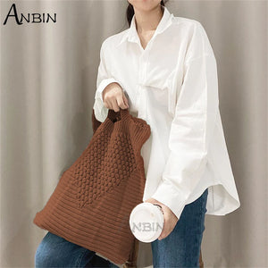 Female Knitting Wool Handbag Large Capacity Messenger Bag