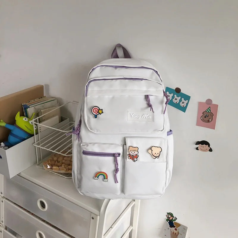 Female High Capacity School Bag Nylon Backpack Outdoor Travel Bagpack