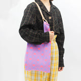 Y2K Knitted Tote Bag Japanese Harajuku Knot Pouch