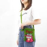 Female Ins Cartoon Pouch Bag Women Casual Knitted Small Smartph