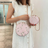 Women's Lace Circular Crossbody Bag PU Leather Handbag