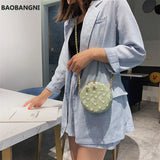 Women's Lace Circular Crossbody Bag PU Leather Handbag