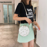 Women's Lace Circular Crossbody Bag PU Leather Handbag