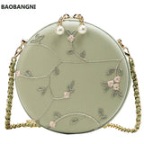Women's Lace Circular Crossbody Bag PU Leather Handbag