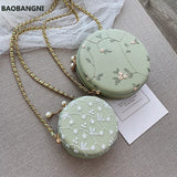 Women's Lace Circular Crossbody Bag PU Leather Handbag