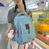 Embroidered Waterproof Nylon Women Backpack