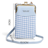 Women Leather Shoulder Bag Lozenge Pattern Messenger Bag Multi-function Purse