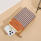 Women Leather Shoulder Bag Lozenge Pattern Messenger Bag Multi-function Purse