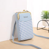 Women Leather Shoulder Bag Lozenge Pattern Messenger Bag Multi-function Purse