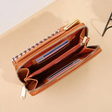 Women Leather Shoulder Bag Lozenge Pattern Messenger Bag Multi-function Purse
