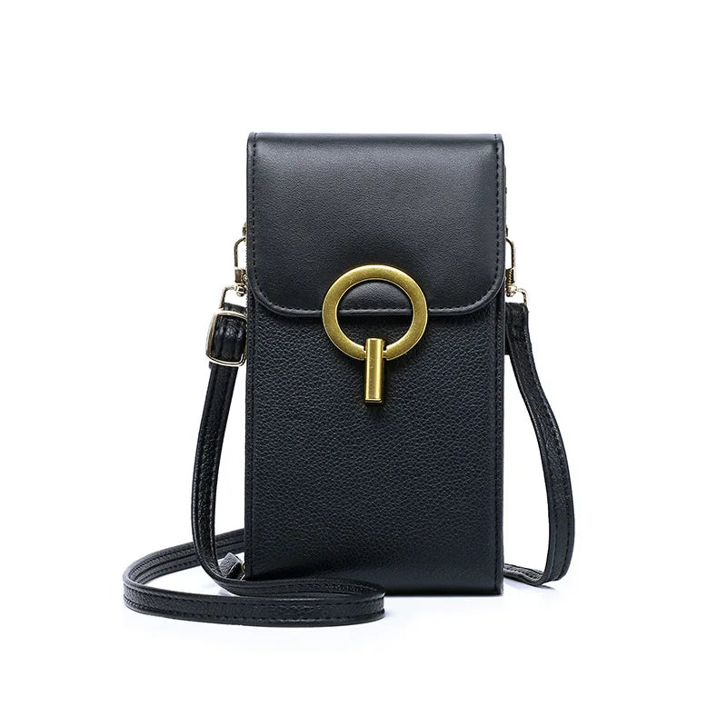 Women's Large Phone Messenger Bag Contrast Stitching Purse