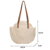 Women Straw Woven Shoulder Bag Large Capacity Casual Lady Tote