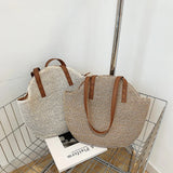 Women Straw Woven Shoulder Bag Large Capacity Casual Lady Tote