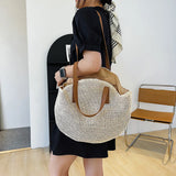 Women Straw Woven Shoulder Bag Large Capacity Casual Lady Tote