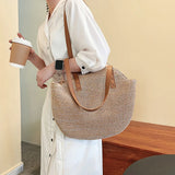 Women Straw Woven Shoulder Bag Large Capacity Casual Lady Tote
